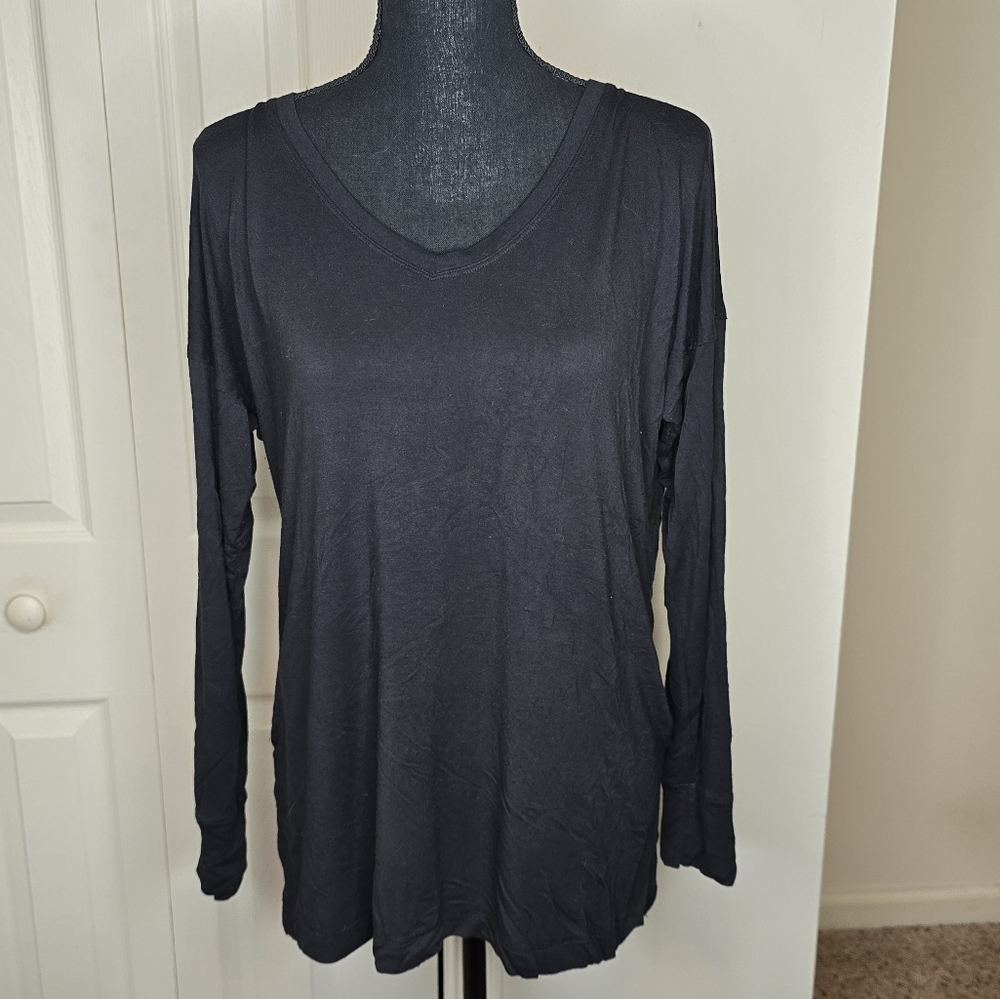 American Eagle Oversized Black Long Sleeve T Shirt/Tunic, Sz XS